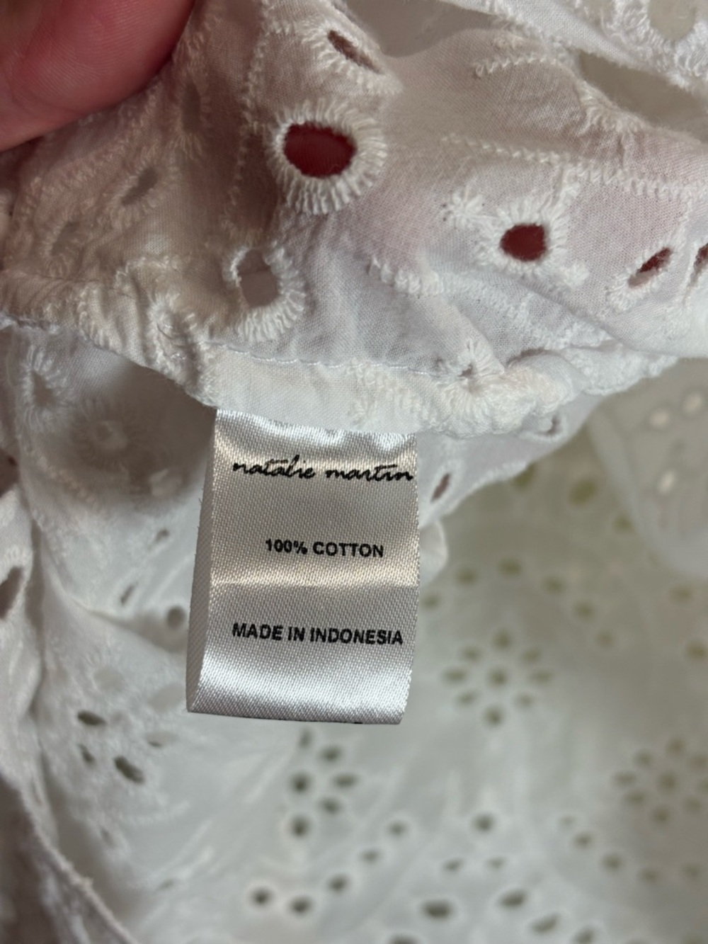 Natalie Martin Cotton White Eyelet Tank in Salt NWOT Large - Picture 5 of 5